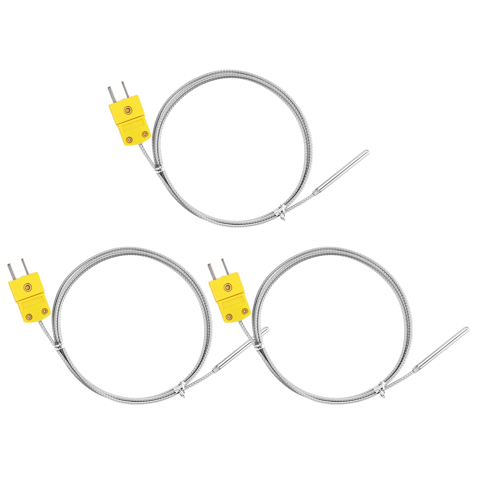 ALLmeter 3 pcs K-Typ Thermoelement Fühler, 1m Edelstahl Temp
