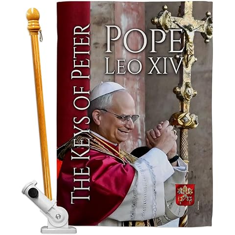 Hope Flag Pole Set Wall Hanging Decor Tapestry Religious Memorabilia Habemus Papam ...