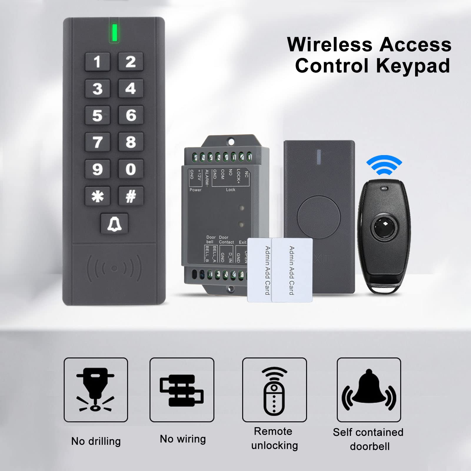 Tastatur-Zugangskontrollsystem IP66 Wasserdichter Ausweis Wireless Access Controler Smart Lock Keyless Entry TüRschloss Robust Geeignet FüR Home Office Hotel