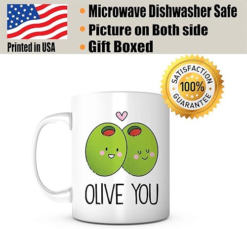 Miniatura 2 de Olive You-Taza de café matutina de 11 onzas para aniversario, romántica, divertida y linda para novio, novia, agradecimiento por amor, Navidad, día