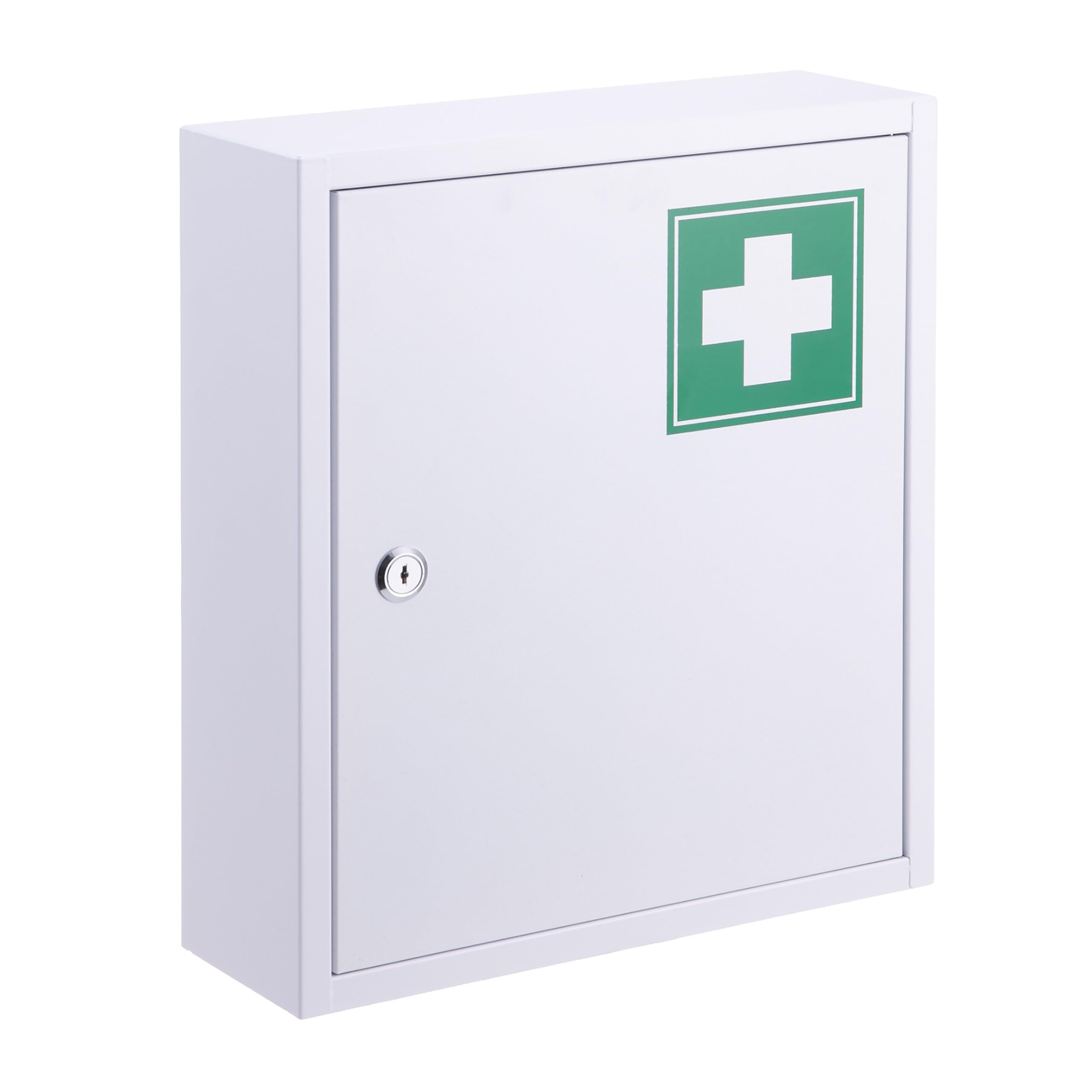 Relaxdays Armoire à Pharmacie verrouillable, 3 Compartiments, HxLxP 36 x 31,5 x 10 cm, pour médicaments, Blanc/Vert