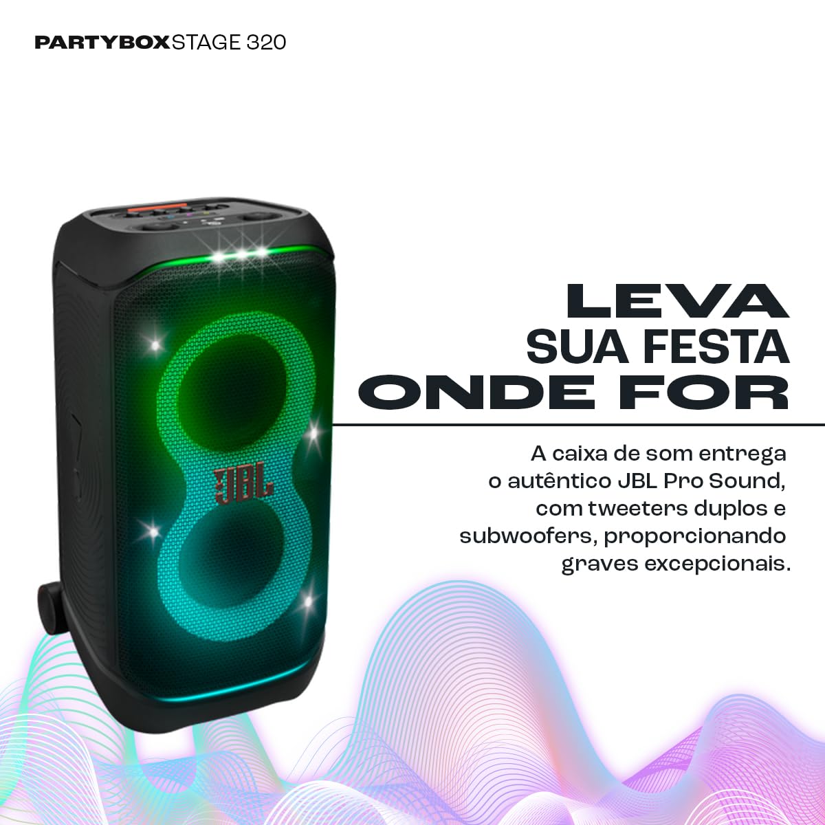 JBL, Caixa de Som, PartyBox Stage 320, Bluetooth, Portátil, Show