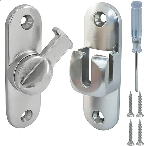 Paquete de 1 cerradura plateada para puerta de granero de 90180 grados, pestillo de puerta corredera de seguridad, herrajes para puerta de baño,