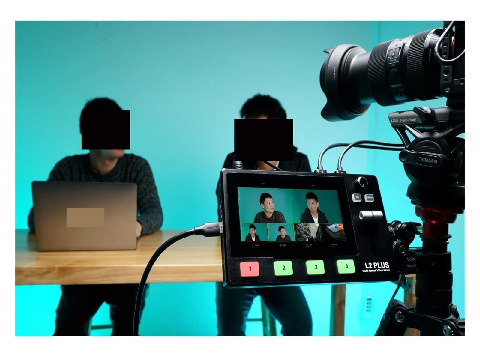 L2 Plus 5.5 Pantalla táctil LCD Chroma Key y Logo Overlay Conmutador de Video multicámara for entrevista de Personaje de Boda para computadora portátil, TV, proyector