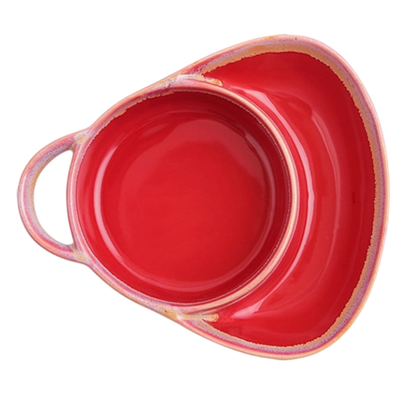 Ensemble bol à soupe et à sandwich en céramique avec porte-pain, rouge