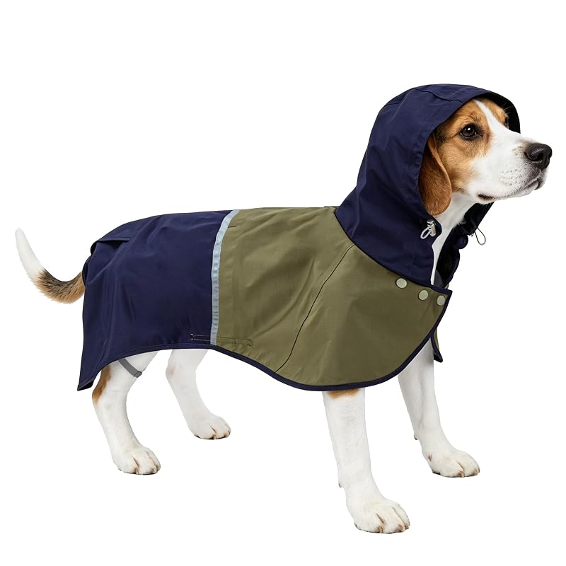 Capa de Chuva para Cães com Capuz, Poliéster, Faixa Refletiva TARFEPA, Azul, tamanho Small