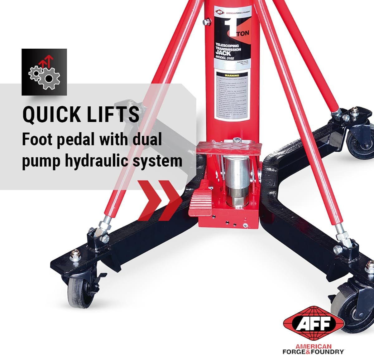 AFF Telescoping Transmission Jack - Truck Transmission Floor Jack with Universal Head and Wide Base (Multiple Weight Capacities)