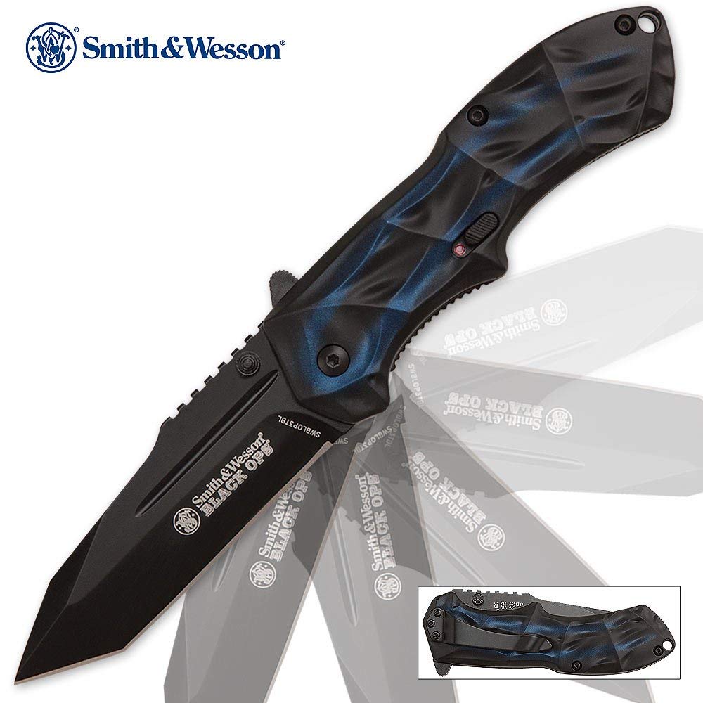 Smith & Wesson SWBLOP3TBL S&W nóż składany długość ostrza: 8,89 cm-czarny Tanto ostrze Ops Linerlock, Other, wielokolorowy