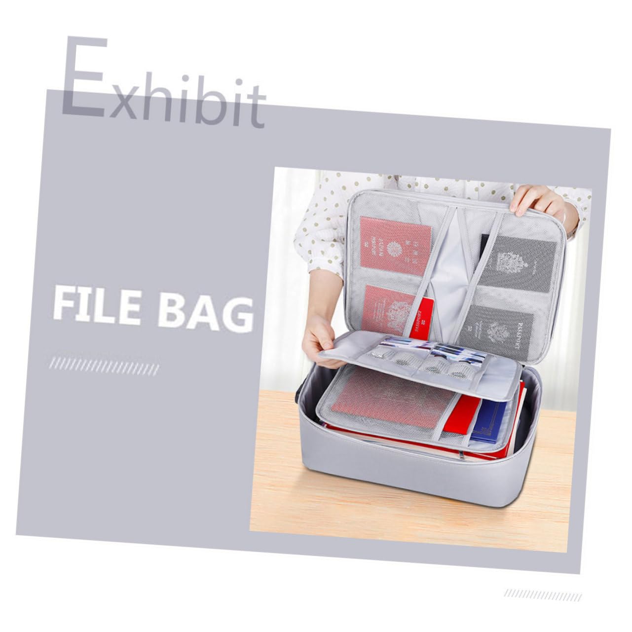 Borsa Porta Documenti Ignifuga di Silicone e Fibra di Vetro Grande Capacità e Cerniera Liscia per Ufficio e Viaggio