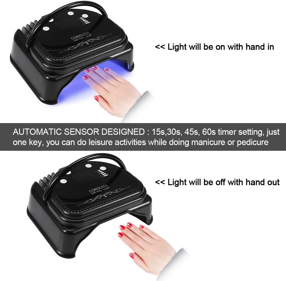FILFEEL Nail Lamp LED Nail Dryer Machine Cordless Rechargeable LED Nail Lamp Nail Dryer Machine for All Nail Gel with Smart Sensor Manicure Tools(US Plug)