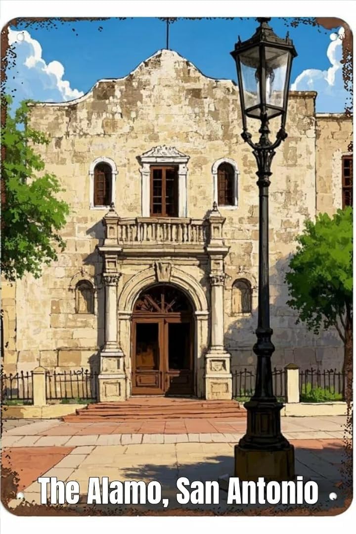 The Alamo San Antonio Creative Funny Novelty Decorate Home Garden Cafes Offices Shops Bars Clubs Gift Plaque Tin Sign 8x12 Inch
