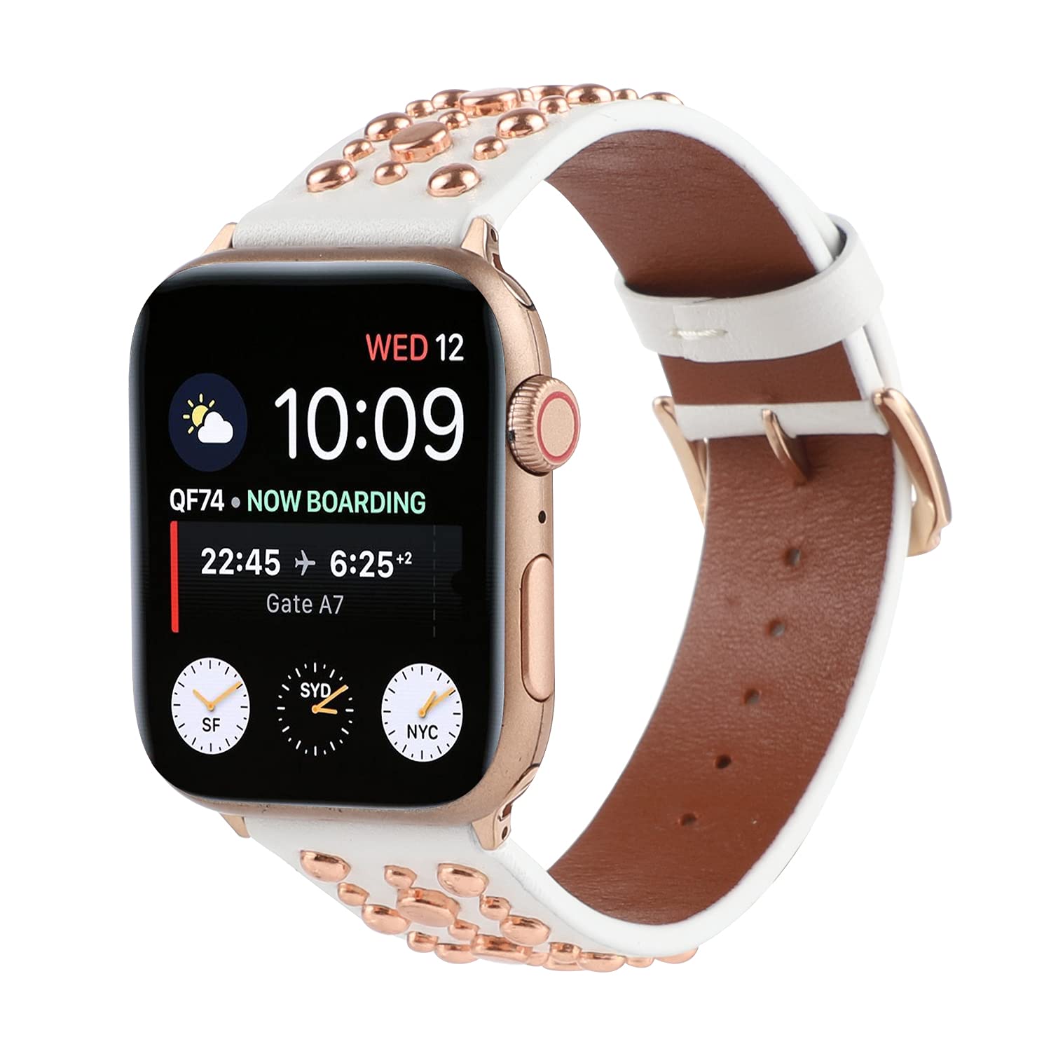 Bling Stud Leather Bands Compatible with Apple Watch Strap, Studded Rivets Strap Wristband Replacement Bracelet for iWatch Series 10 9 8 7 6 5 4 3 2 1