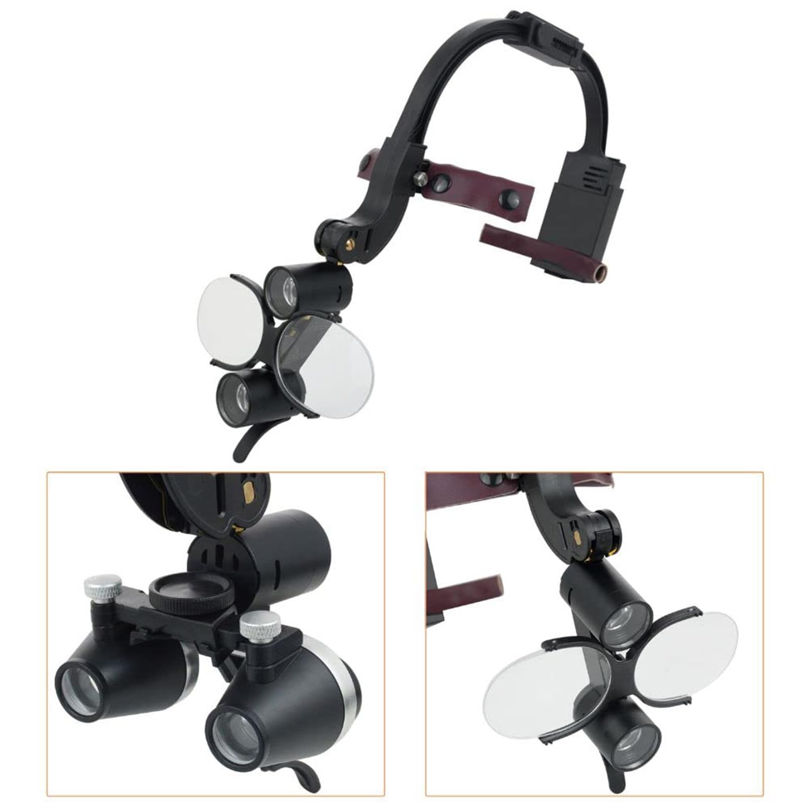 GeRRiT Lampada Frontale odontoiatrica da 5 W, Lampada Frontale a LED per ingrandimento 3,5X Occhialini binoculari Lampada Frontale chirurgica per Dentista Attrezzatura da Laboratorio,3.5X