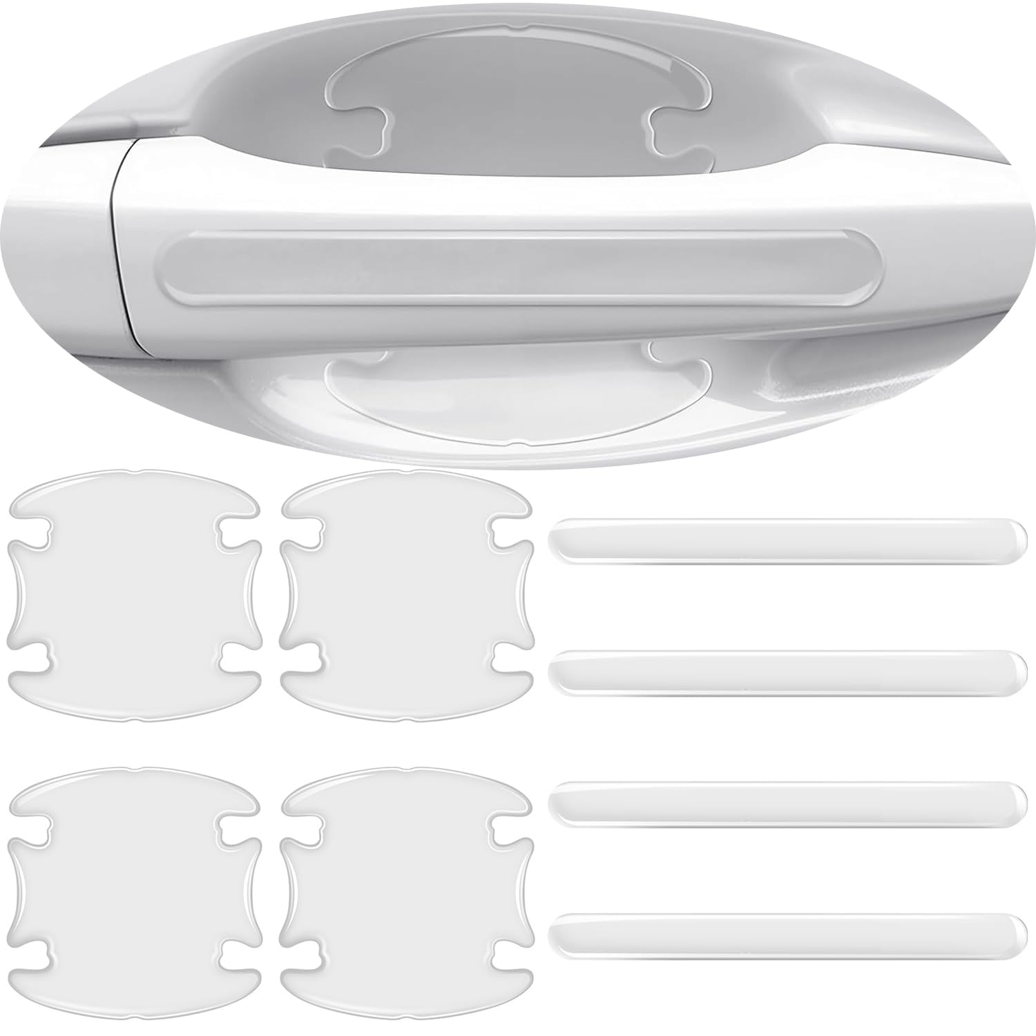 R-timer 8 Pcs Car Door Handle Scratch Protectors for Mitsu-bishi ASX Pajero L200 Lancer Mirage Outlander, Car Door Cup Protective Film Hand Grip Paint Protection Cover PVC