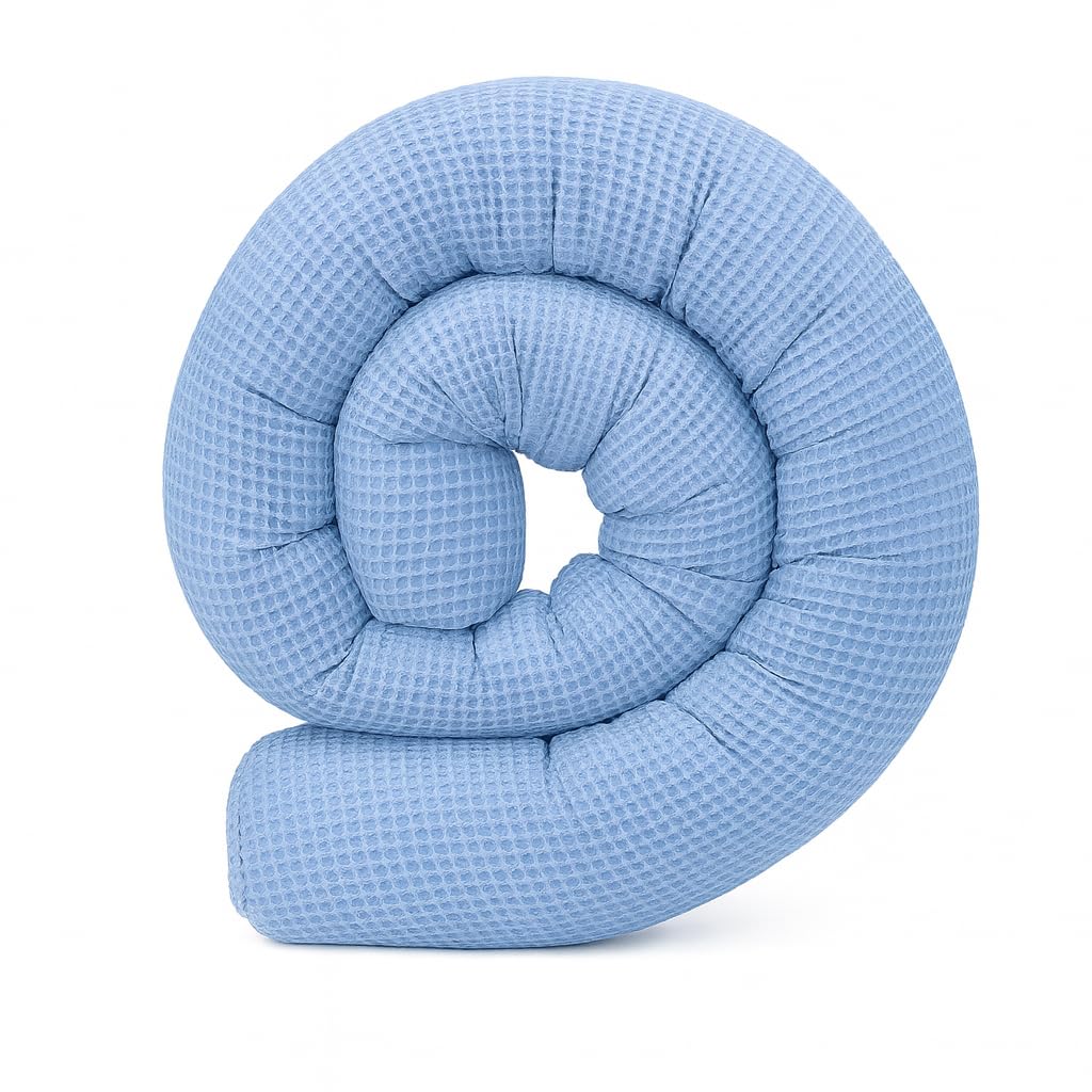Schlangenmanufaktur® Baby Kuschelschlange Bettschlange Rauchblau, 350cm x 13cm, Handmade, ÖKO-TEX® Standard100 zertifizierte Materialien, 100% Made in Germany