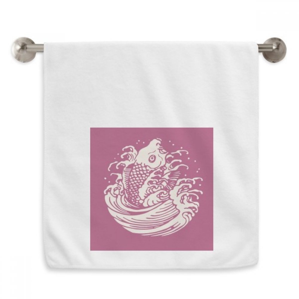 Serviette poisson japonais rouge coton doux 33x74 cm pour visage