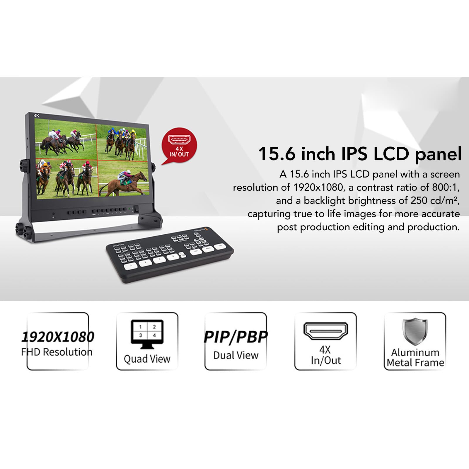 ATEM156 15.6インチライブストリーミングブロードキャストモニター Amazon.co.jp: SEETEC ATEM156 15.6インチアルミニウムデザイン