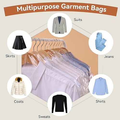 Miniatura 5 de 100 bolsas de limpieza en seco para ropa, bolsas de limpieza en seco de 35 x 23.6 pulgadas, fundas de plástico transparente para colgar ropa, bolsa