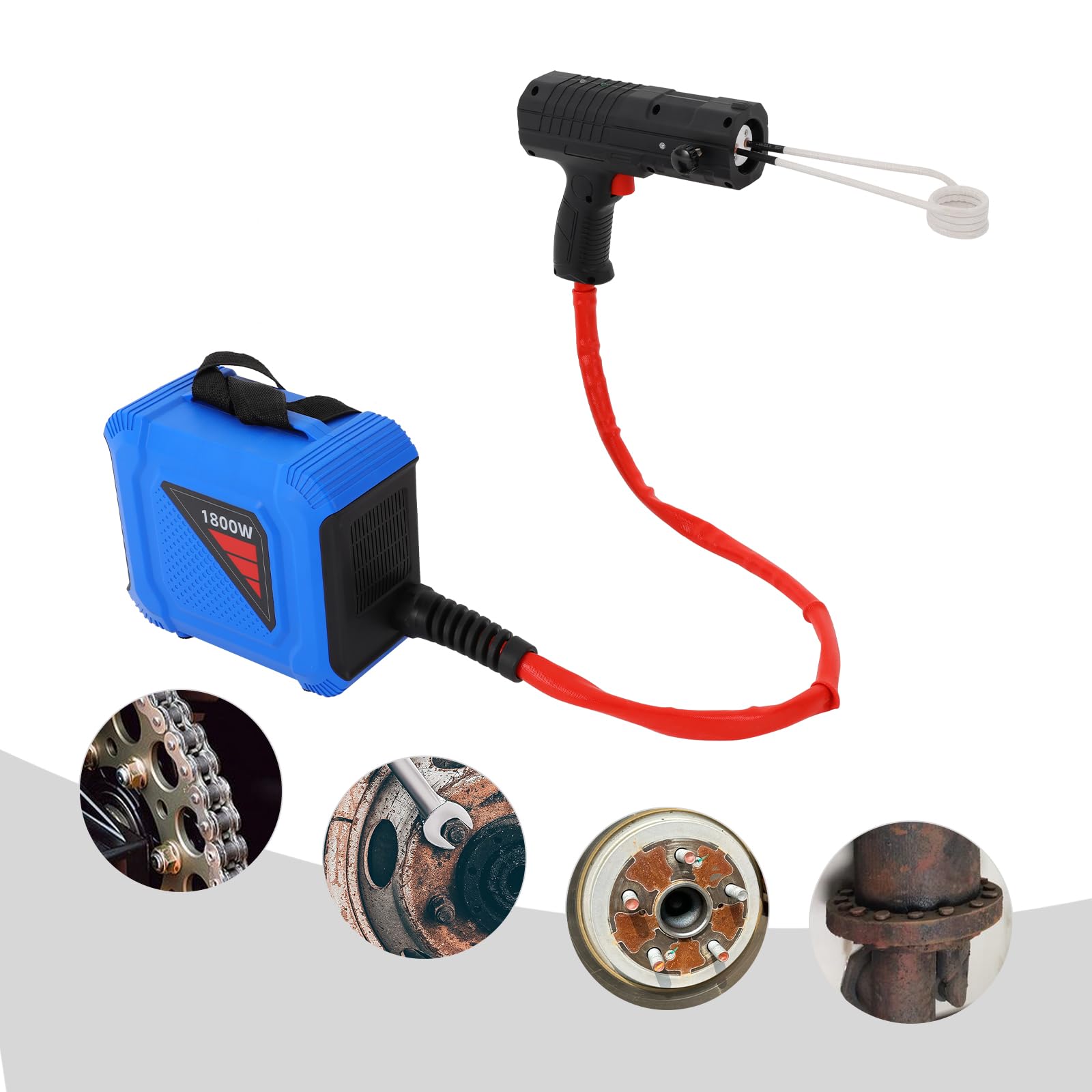 1.8KW Hand Induktionsheizgerät, Magnet-Induction Heater, 220V, EU-Stecker, tragbar, für rostige Schrauben, Achsen, Lager, schnelles Erhitzen, Werkzeug Set, Blau/Schwarz