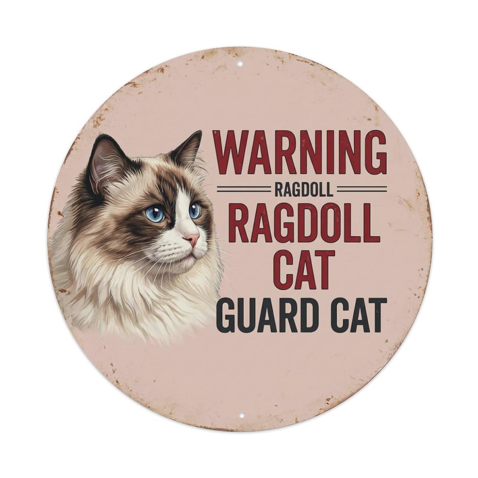 Tgrcjimh Style Metal Tin Sign Vintage Warning Ragdoll Cat