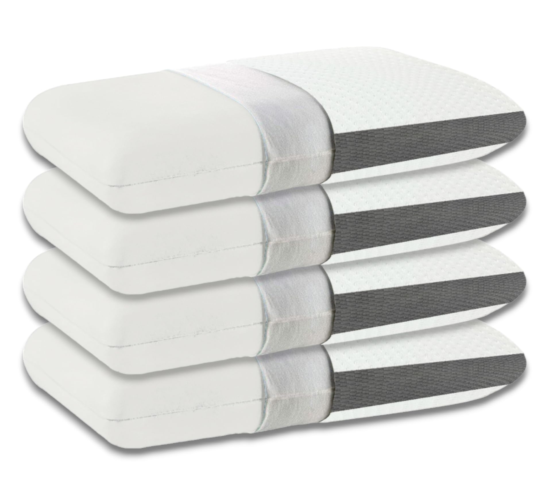 Cushio® Memory Foam Pillow Size 22" x 14" x 3.5" Neck Pain Relief, Cervical Pillow, Comfortable Neckrest and Head Support with Free Pillow Cover (Set of 4) White & Grey (B0CC684ZSP) Amazon Price History, Amazon Price Tracker