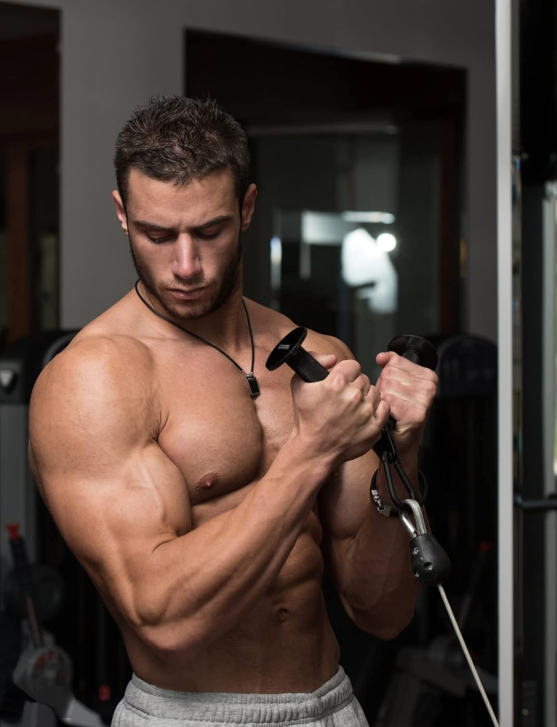 POWER GUIDANCE Attache de tirage pour triceps, accessoires de machine à câble pour salle de sport à domicile, attache de tirage LAT pour poids et fitness