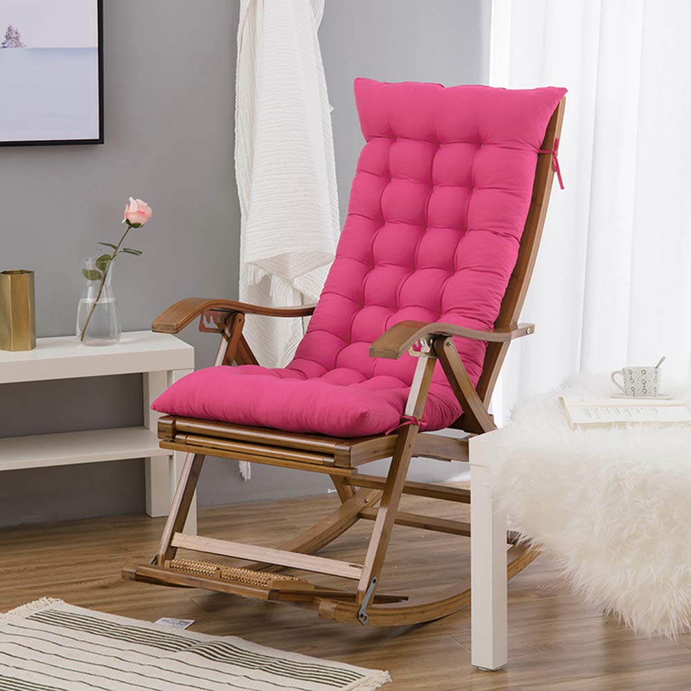 Patio Chair Cushions Rocking Chair Thick Padded High Seat Back Chair Cushion with 6 Ties for Lounge Chair Bench Cushion 19x47x3"(48x120x8cm),Rose