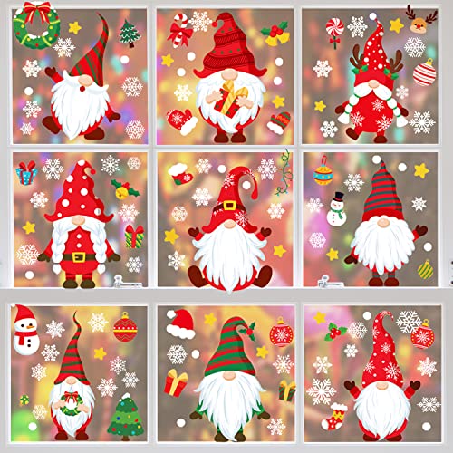 AUPOWER 11 hojas de Navidad para ventana se aferra, pegatinas de ventana de Navidad, copo de nieve, decoración de fiesta de Papá Noel Cover