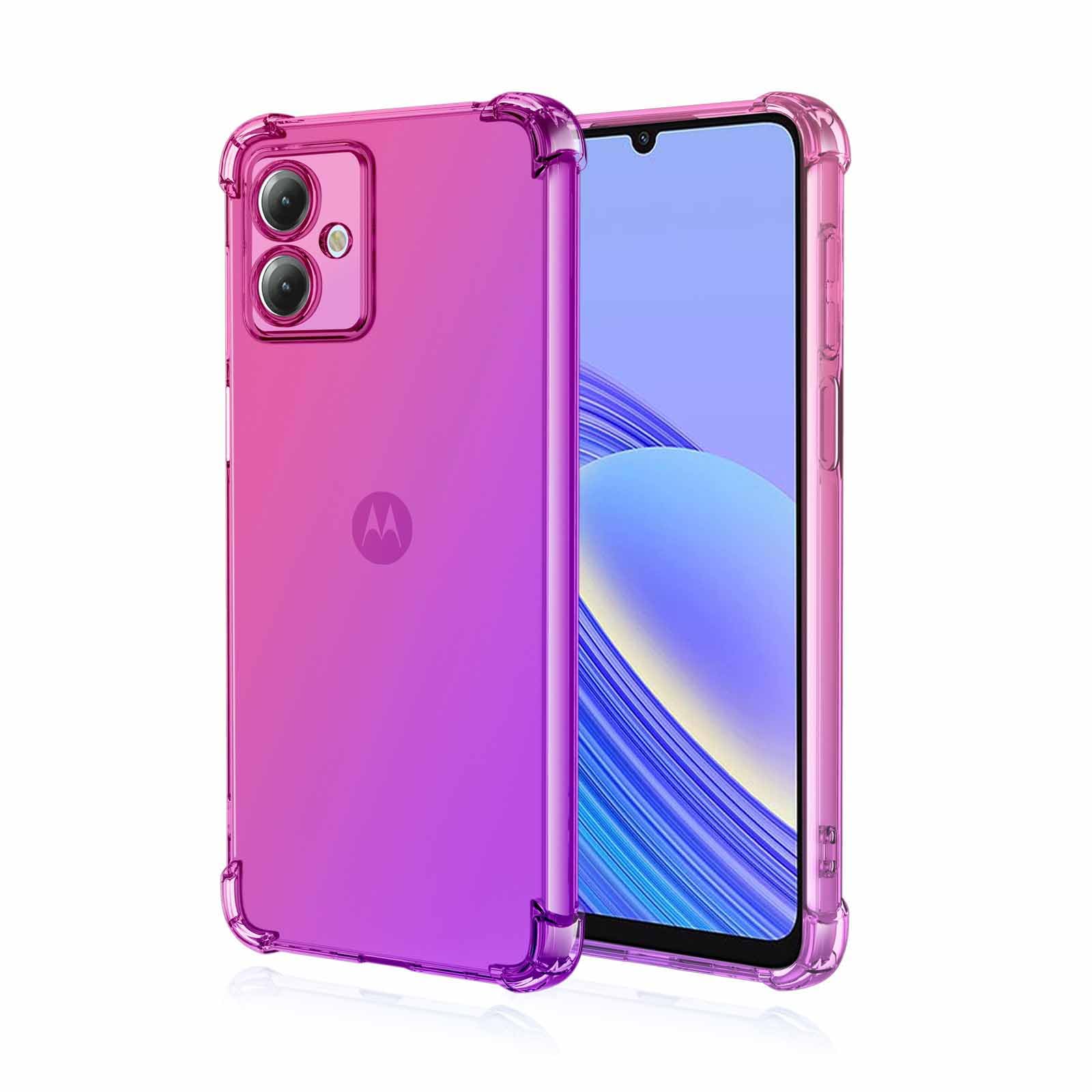 Transparente Silikon-Hülle Für Motorola Moto G14 – Dünn, Stoßfest, Mit Farbverlauf (Pink-Lila)