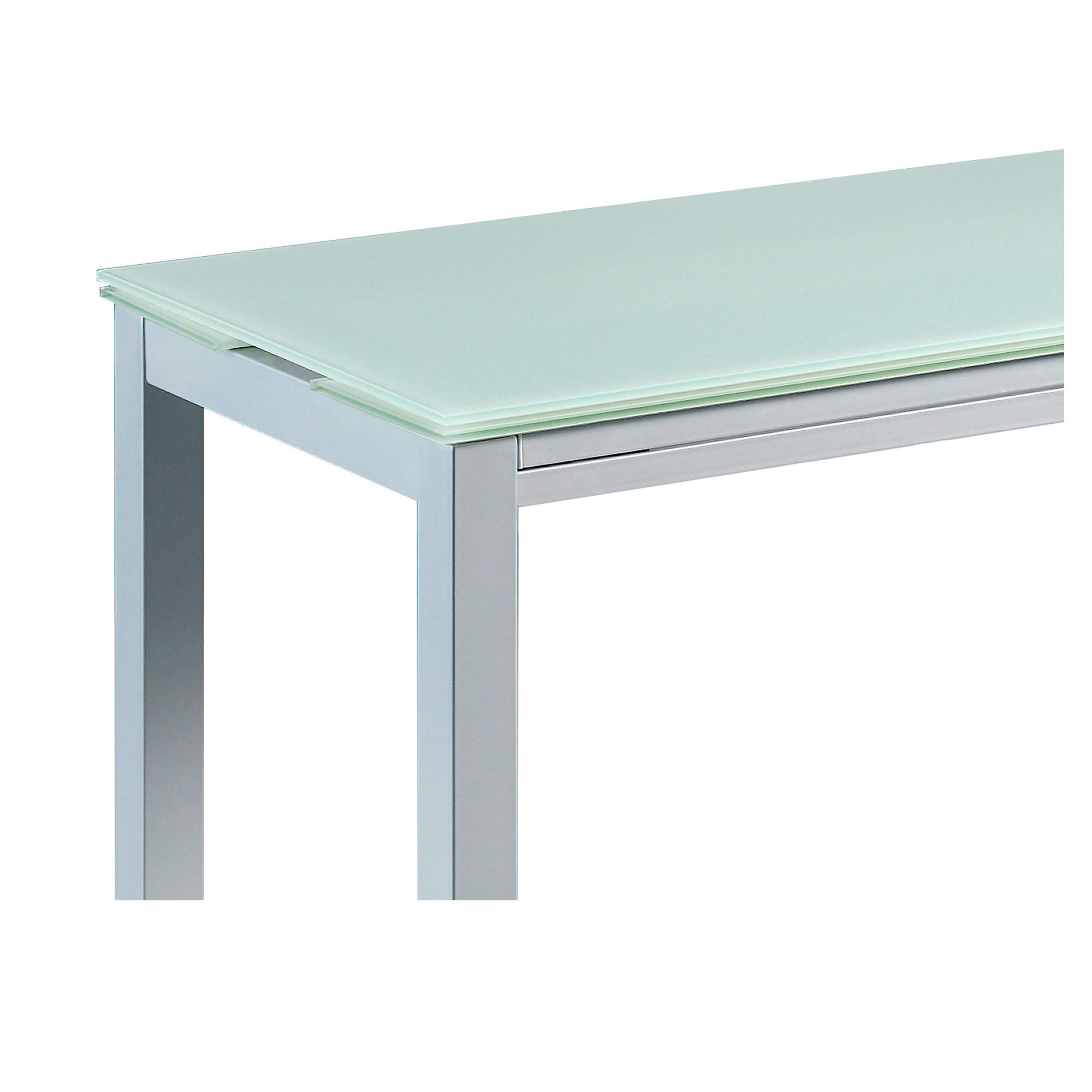MOMMA HOME Mesa de Cocina Extensible - Modelo Londres Alta - Color Blanco/Plata - Material Cristal Templado/Metal - Medidas 95 x 55/95 x 95 cm
