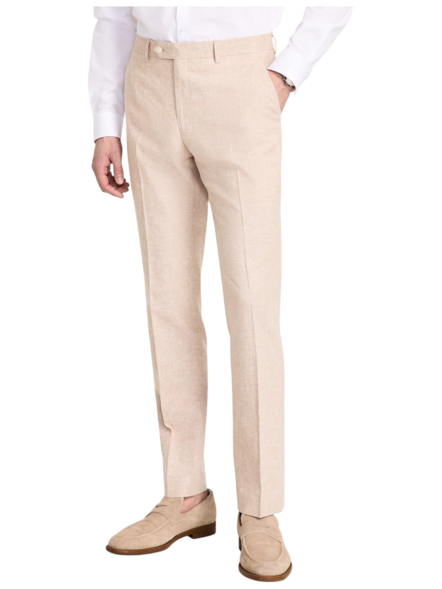 Tommy Hilfiger Mens Modern fit Dress Pants 40 30 Beige Solid Stretch