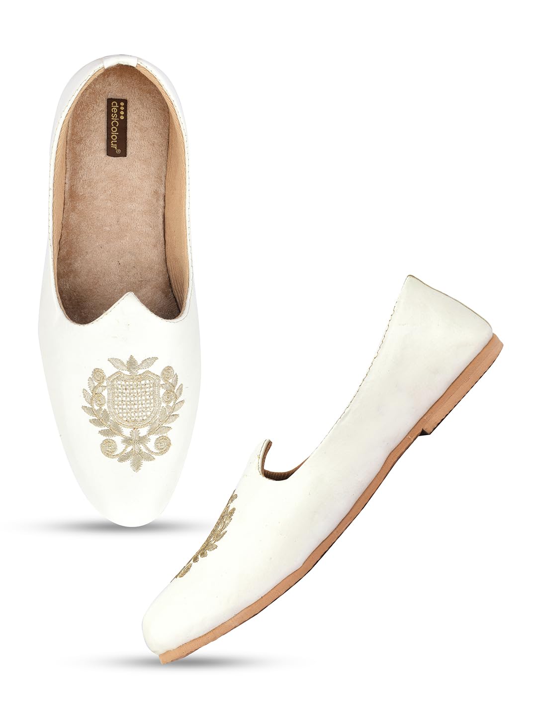 DESI COLOUR Men Sherwani/Wedding Ethnic Footwear Punjabi Jutti/Mojari/Khussa NF-Designer (White, Numeric_6) (Numeric_6) (B0C8DKF9ZK) Amazon Price History, Amazon Price Tracker