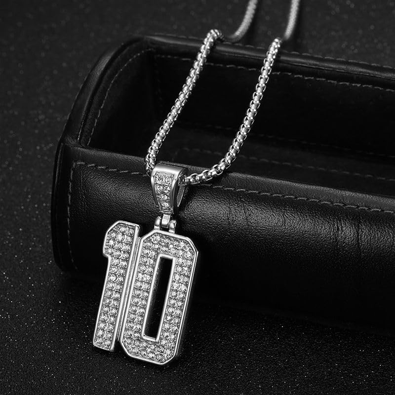 Hip hop Jewelry Hip hop Necklace Stainless Steel Vacuum Gold Plated Set Number 10 Pendant Necklace Hip hop Men's and Women's Chain - Image 4