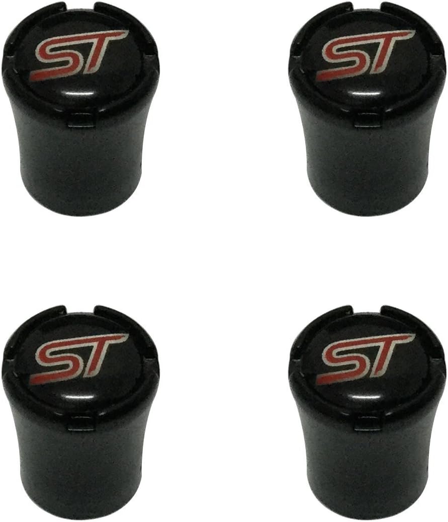 TamPa New USA 4pcs Black Color Car Dustproof Caps Tire Wheel Stem Air Valve Caps Cover Car Accessories Compatible Fit for Sporty Car (Ford ST)