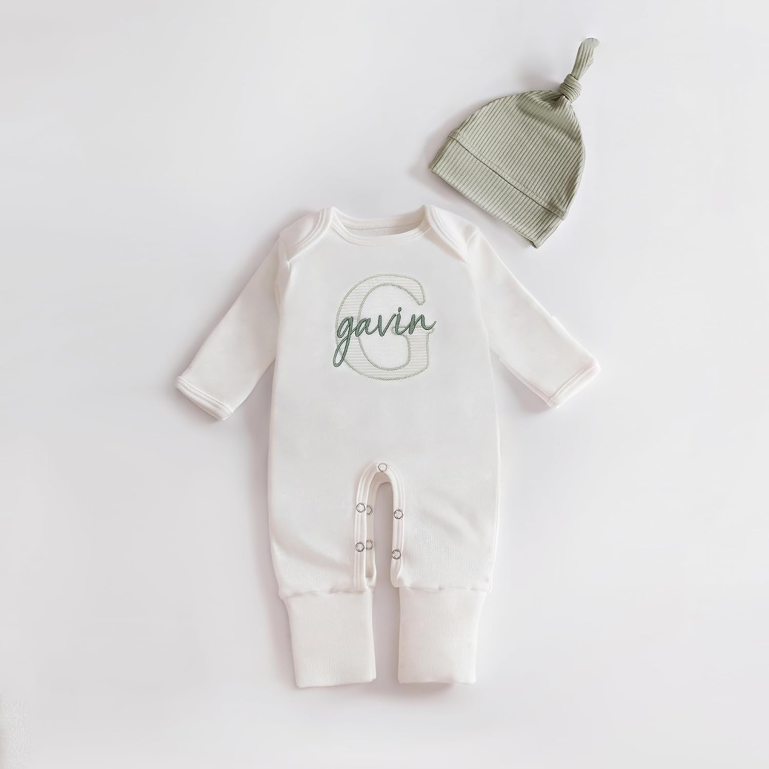 Linkababy Personalized Baby Boy Coming Home Outfit, 100% Cotton Embroidered Romper, Hat, Blanket, Baby Showers, Newborn 0-3M
