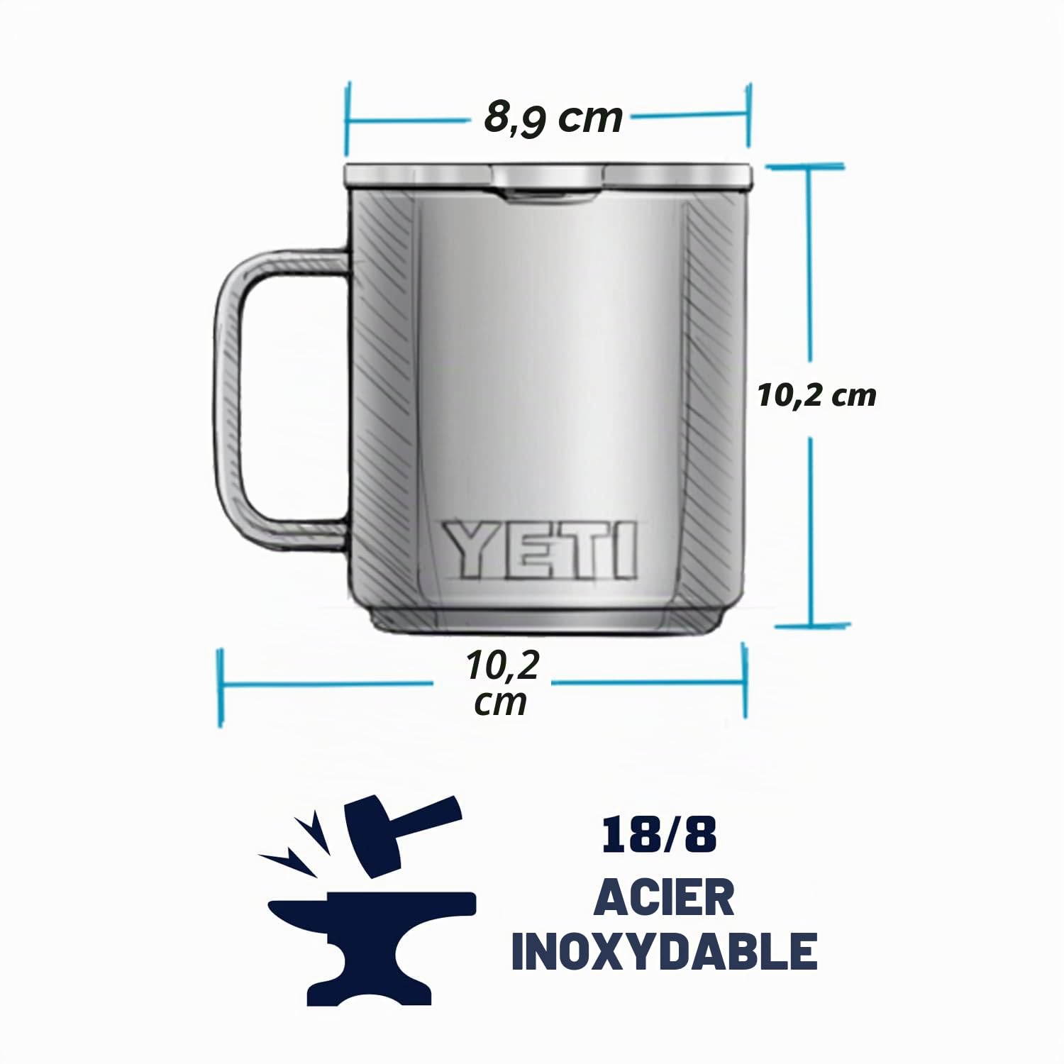 YETI Rambler 10 oz Stackable Mug, Vacuum Insulated, Stainless Steel with MagSlider Lid, Black