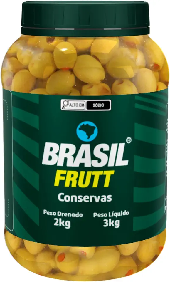 Brasil Frutt Azeitona Verde Recheada com Pimentão balde 2kgs