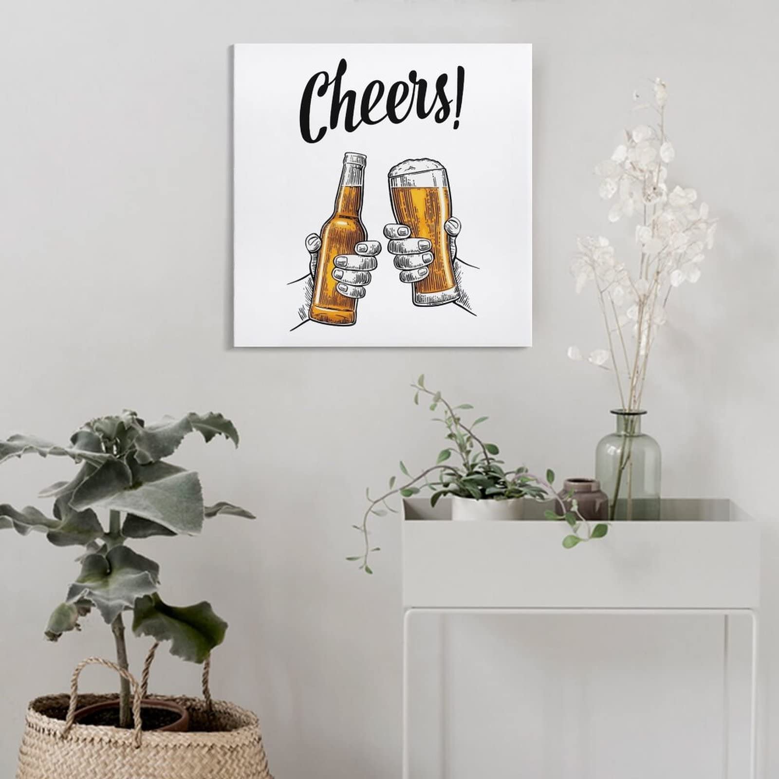Amazon｜アートパネル ビール 乾杯 イラスト 装飾画 アートフレーム