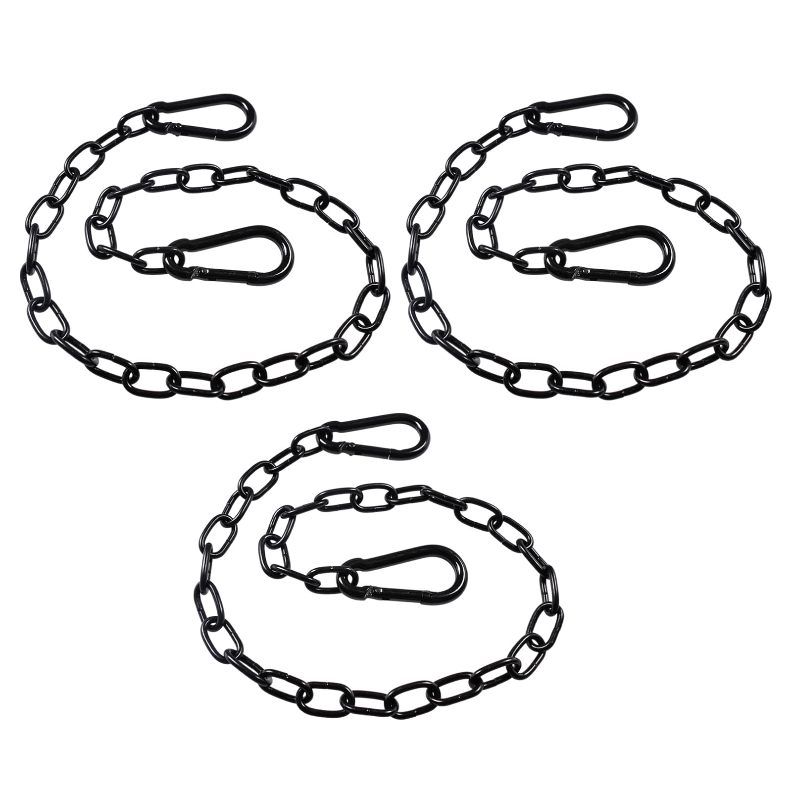 3 Pcs Gate Chain, 50 cm Heavy Duty Metal Black Chain for Gate Security Locking and Fence Reinforcement, Durable Construction
