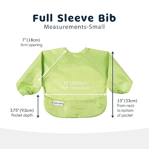Miniatura 5 de Tiny Twinkle Babero de manga larga para bebés y niños pequeños | 2 paquetes de babero impermeable tipo smock para comer | Baberos lavables a máquina