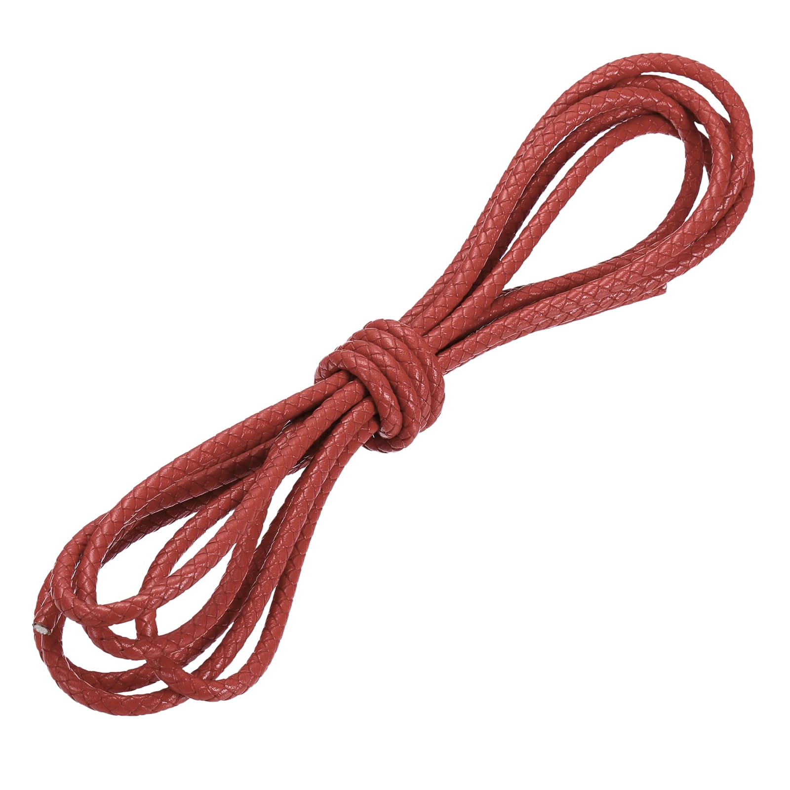 Corde de collier en cuir tressé rond 5mm PATIKIL pour perlage rouge