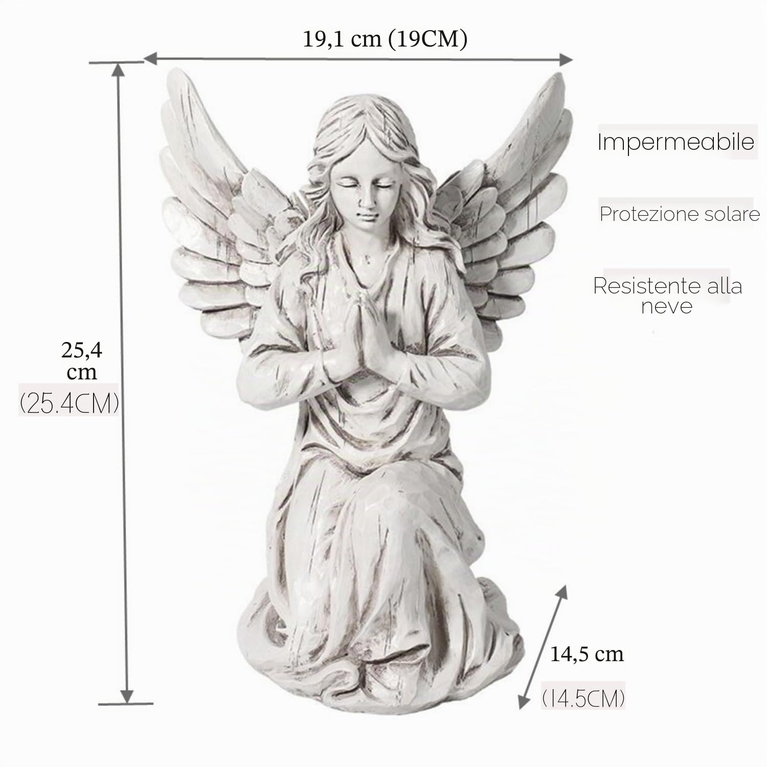 Statua di Angelo in Preghiera da Giardino, Scultura Religiosa di Fata Impermeabile Figurina Decorativa Arte Decorazione per Patio, Prato, Cortile, Ornamento Regalo Inaugurazione Casa Angeli