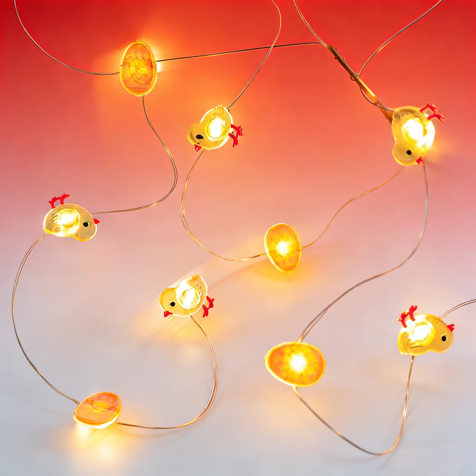 Koboko łańcuch świetlny na Wielkanoc, 2 m, 20 diod LED, dekoracja wielkanocna, łańcuch świetlny na baterie, łańcuch świetlny LED, dekoracja wielkanocna, do użytku wewnątrz i na zewnątrz, na imprezę