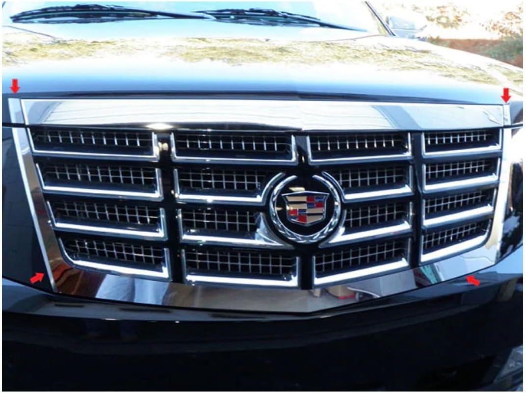 QAA is Compatible with 2007-2014 Cadillac Escalade 4 Piece Stainless Front Grille Accent Trim SG47255