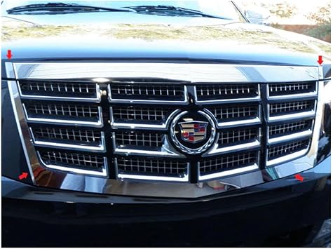 QAA is Compatible with 2007-2014 Cadillac Escalade 4 Piece Stainless Front Grille Accent Trim SG47255