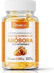 Oleo de Semente de Abobora 1400mg 100% Natural Enriquecida com Vitamina E 60 Cápsulas Softgels - Daily Life