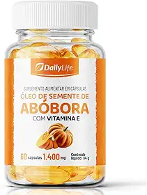 Oleo Semente de Abobora 60 Cápsulas 1400mg 100% Natural Enriquecida com Vitamina E Sem Gluten - Daily Life