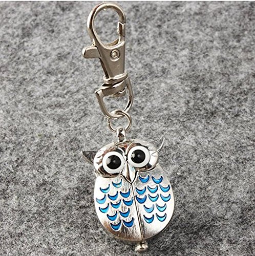 Gespout Porte-clés Motif Chouette Temps D'affichage Bleu Alliage Diamètre du Cadran 2.2cm