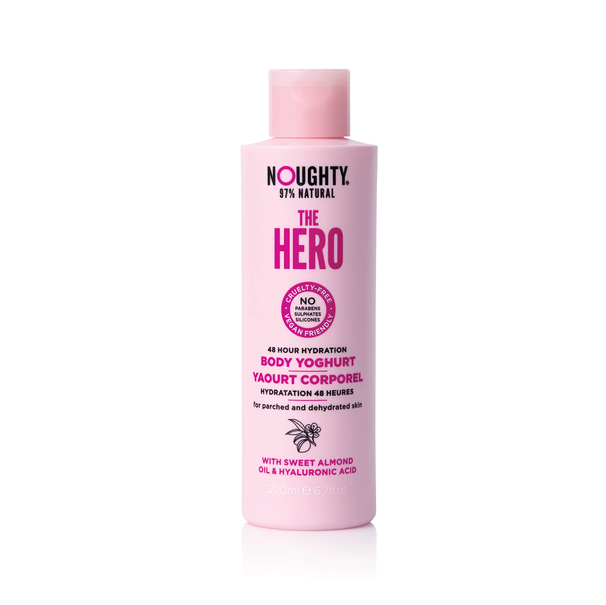 Noughty The Hero Body Yoghurt, Deeply Moisturising Cream for Very Dry Skin, 97% Natural Sulphate Free Vegan Skincare (200ml)
