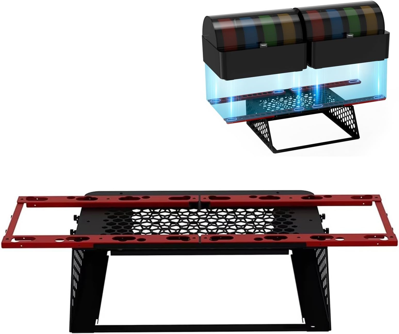 Aluminum Storage Stand, Dual 3D Printers Stand Riser, Holds Two AMS Or AMS 2 Pro Units, Honeycomb Side Design, Space Saving Accessory, Perfect for Makers With Limited Working Space(A)